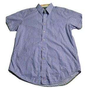 3188 Robert Graham‎ Blue Check Short Sleeve Button Down Large